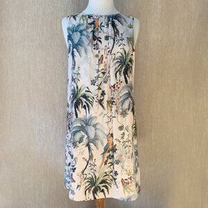 H&M Tropical Parrot Print Halter Neck Sleeveless Dress Size US 6